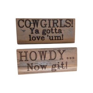 Rustic Western Wooden Signs Set Cowgirl Howdy Country Farmhouse Wall Decor